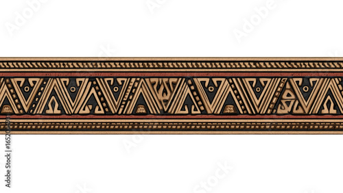 Bold Ethnic Motifs with Striped Border Pattern and Distinct Lines