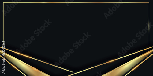 Dark luxury background with sparkling gold lines and empty space. Elegant vector design for certificates, award cards, nomination cards, and invitations. Vol. 7
