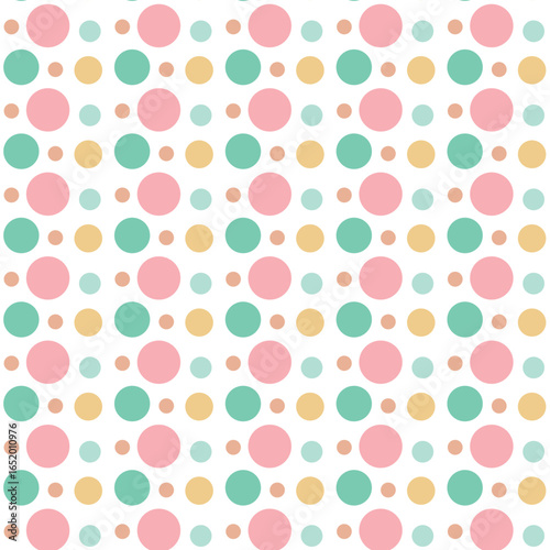 Colorful round dots on white