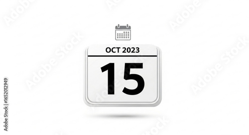 October 15, 2023 calendar icon for event, schedule, and reminder