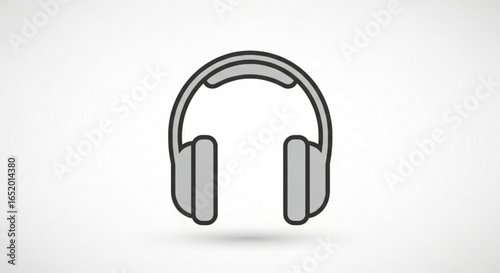 Gray headphone icon for use in various designs and applications