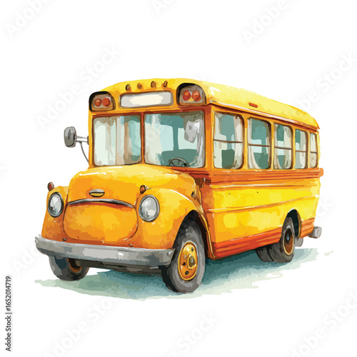 Vintage Yellow School Bus with Rounded Roof and Classic Design Elements
