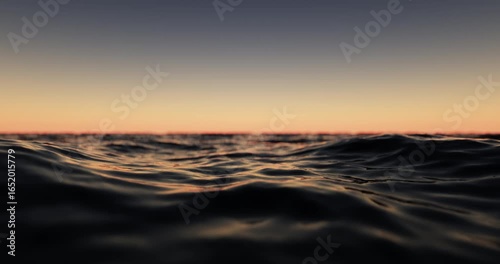 Wave sea beach and sunset sky abstract background. Nature and summer concept. 3d render.	