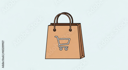 Illustration of a shopping bag with a shopping cart symbol on it
