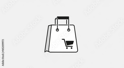 Illustration of a shopping bag with a shopping cart symbol on it