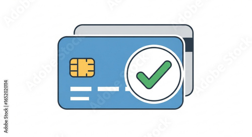 Credit card with a check mark, representing successful payment