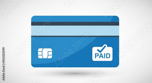 Credit card with paid sign for online payment and transaction