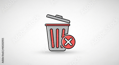 Trash can with a cross symbol, representing deletion and removal action
