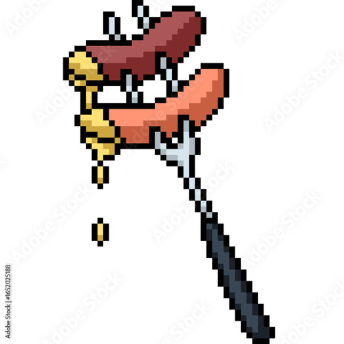 pixel art of pork beef sausage barbeque