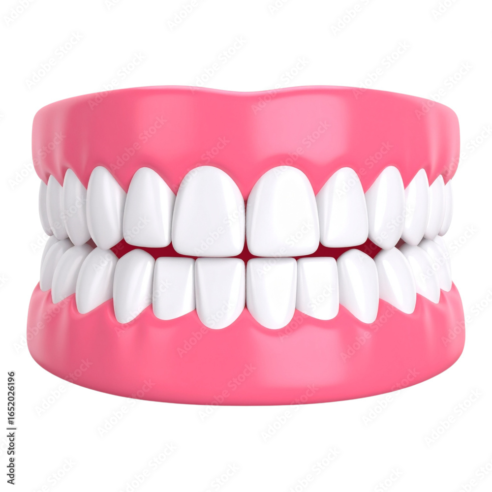 Obraz premium A close-up, isolated view of a set of human teeth, showing healthy gums and perfect white teeth.