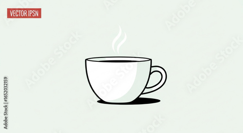 A simple cup of hot coffee with steam in a minimalist style