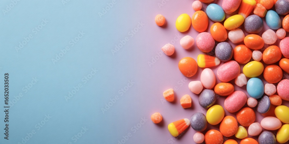 Obraz premium Colorful Candy Collection Studio Food Photography Playful Setting Top-Down View Sweet Treats