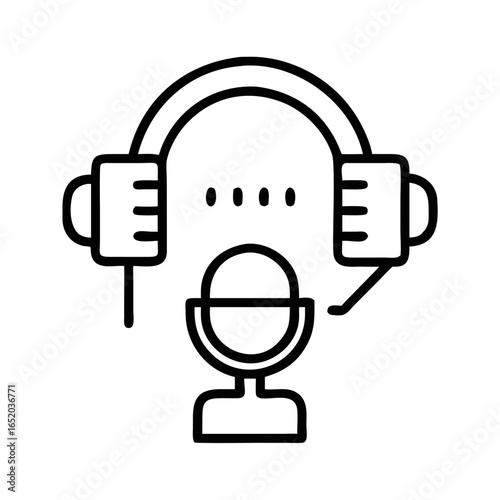 Headset and microphone illustration for startup pitch concept  