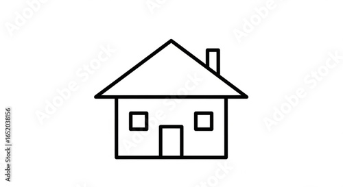 Minimalist house icon with chimney, symbolizing home and property