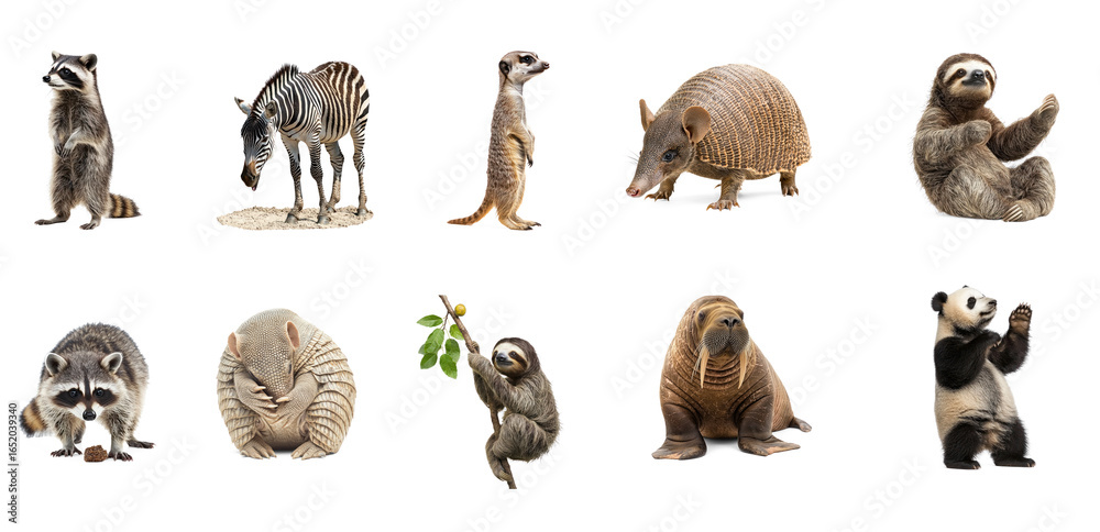 Fototapeta premium Raccoon standing Stands upright on its hind legs to get a better view. full length isolate on transparent background