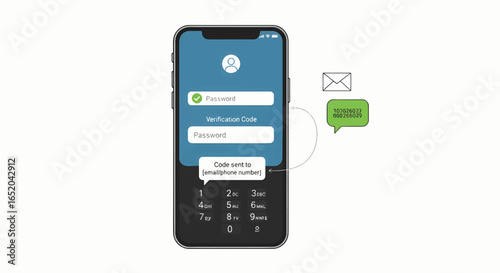 Mobile phone security authentication for banking apps, modern verification technology, secure access to financial accounts
