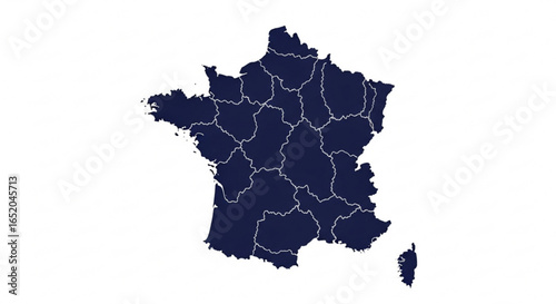 France map vector outline with regions and borders for geography and travel information detailed design