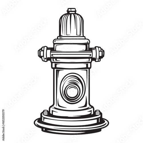 Detailed fire hydrant in silhouette vector illustration 