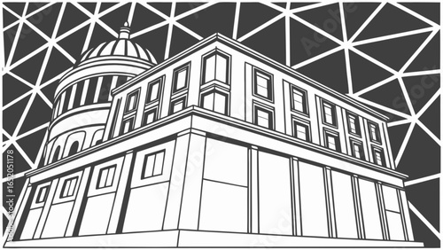 Illustration of the united states capitol building washington dc architecture landmark government building drawing