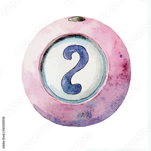 Watercolor Pink Bingo Ball with Blue Number Two Textured Surface