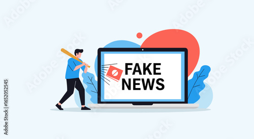Fighting fake news online with a baseball bat, stopping disinformation campaigns and promoting truth.