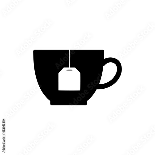 Tea tag cup silhouette icon vector flat design.