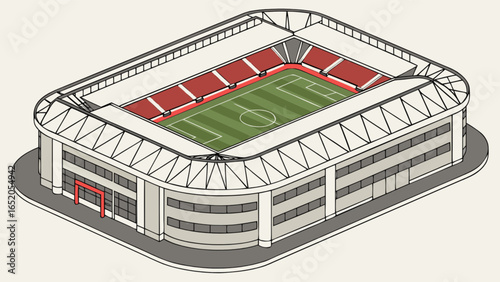Isometric football stadium illustration for sports event venue design and architectural presentation design vector