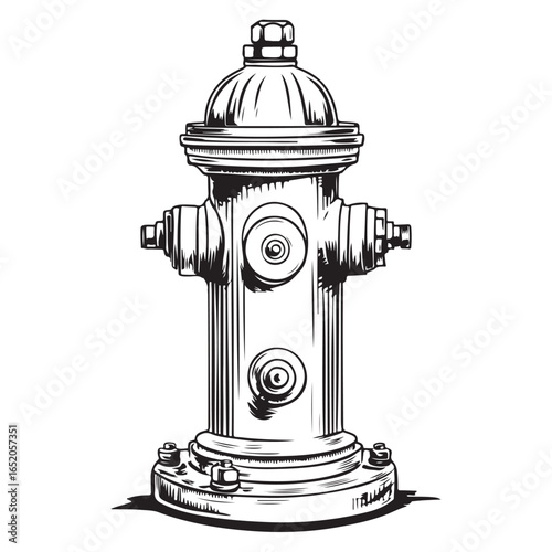 Detailed fire hydrant in silhouette vector illustration 