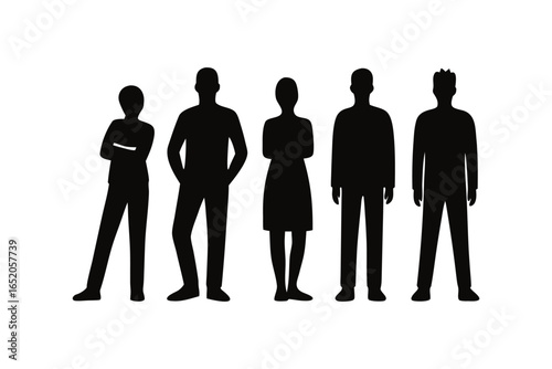 Diverse group of people silhouette standing together representing community and collaboration in business and society unity concept with teamwork