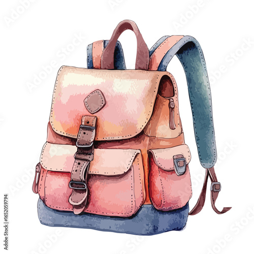 Watercolor style backpack with multiple pockets and adjustable straps