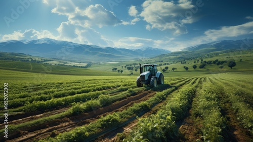 A tractor working in a farm field