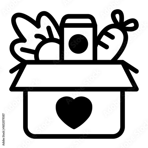 This Food donation icon is suitable for Starvation, Humanitarian, and related fields.
