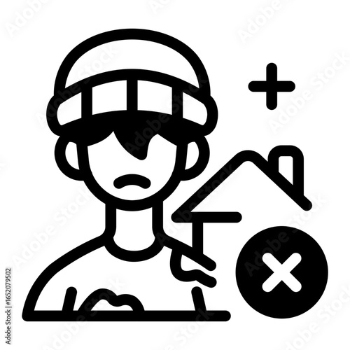 This Homeless icon is suitable for Starvation, Humanitarian, and related fields.