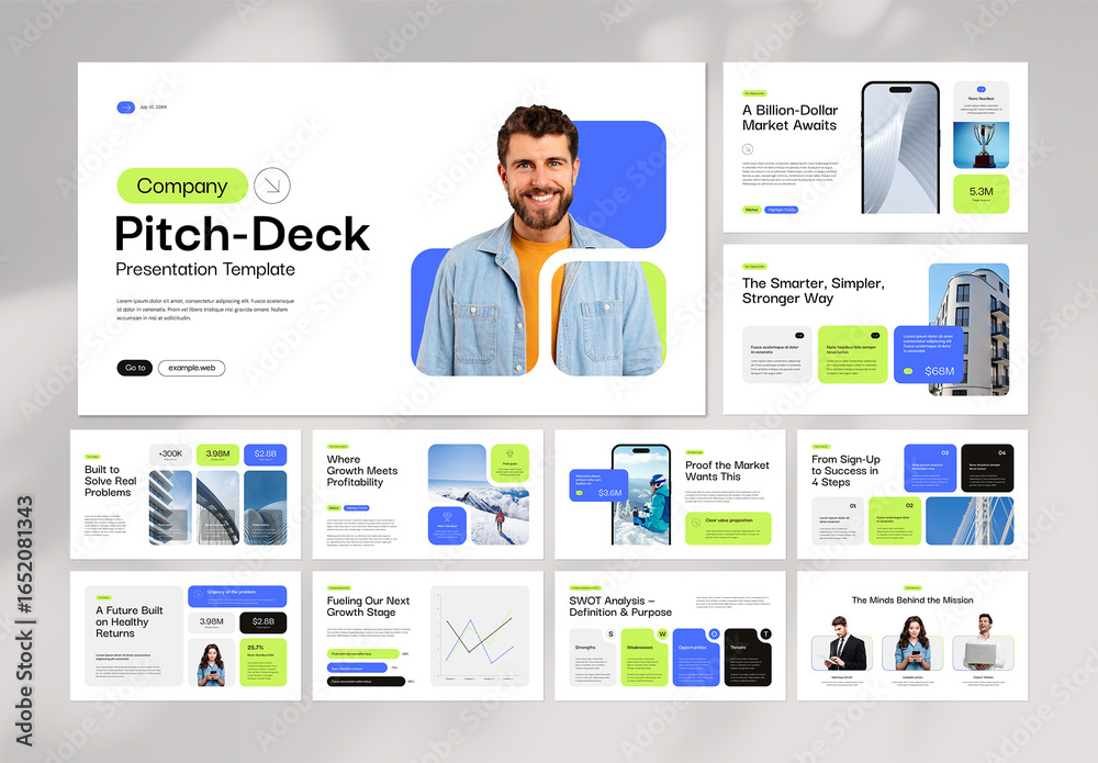 Modern Startup & Business Pitch Deck Presentation Template Stock ...