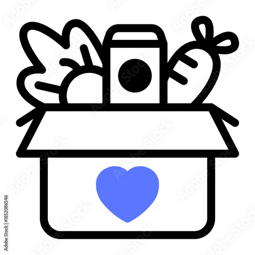 This Food donation icon is suitable for Starvation, Humanitarian, and related fields.