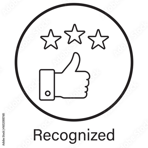 Recognized Icon, Globally Recognized Standards, Industry-Recognized Best Practices, Internationally, Certifications, Widely Recognized Design Framework, Officially Recognized Procedures, vector