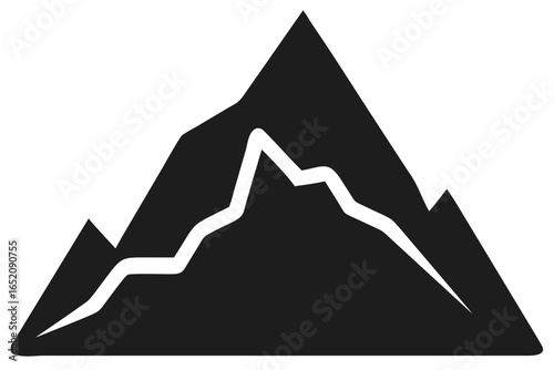 Stylized dark gray mountain peak silhouette with jagged ridge lines nature landscape
