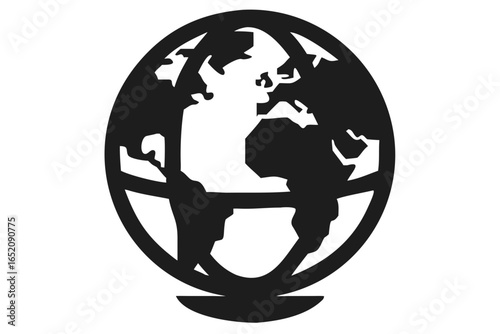 Stylized globe icon with continents and meridians world earth