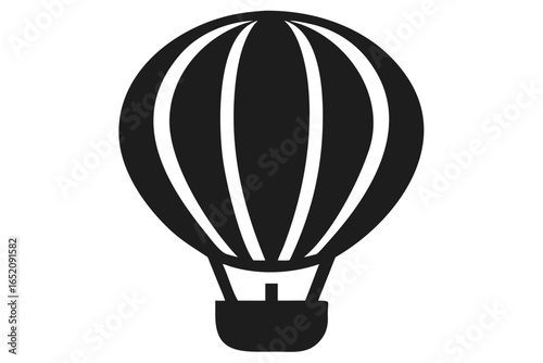 Dark Gray Silhouette of a Hot Air Balloon with Stripes airship zeppelin