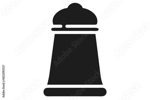 Silhouette of a dark grey salt shaker with a rounded top and base pepper shaker condiment