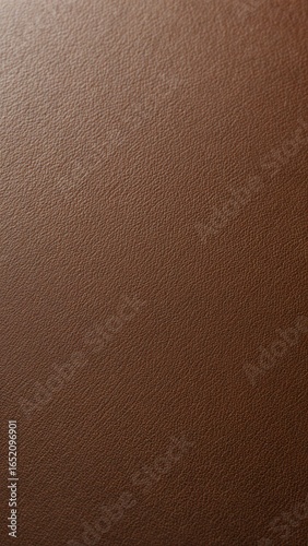 Close-up of textured brown leather surface with fine grain pattern and smooth matte finish for upholstery or luxury accessories background