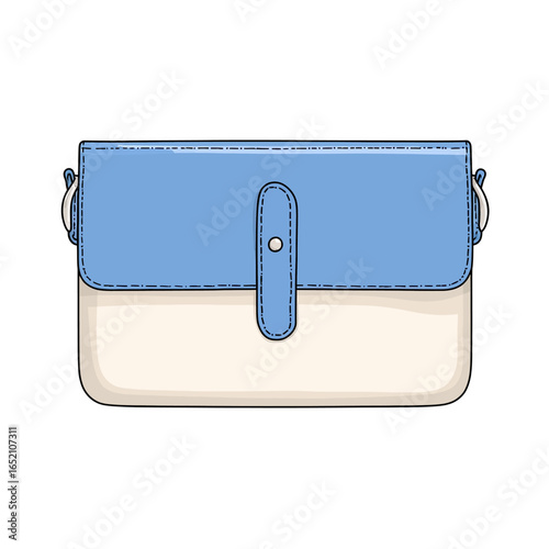 A simple and modern two-tone crossbody bag with a blue flap and cream body, a casual and stylish accessory perfect for everyday use, travel, or minimalist fashion.
