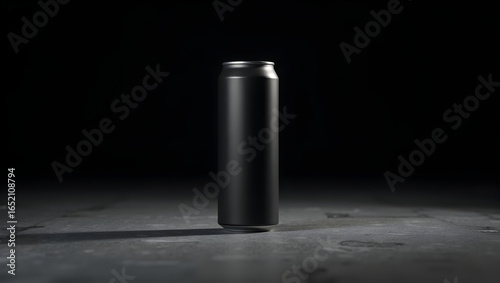 A Sleek Matte Black Beverage Can for Modern Branding and Product Mockups or Visualizations