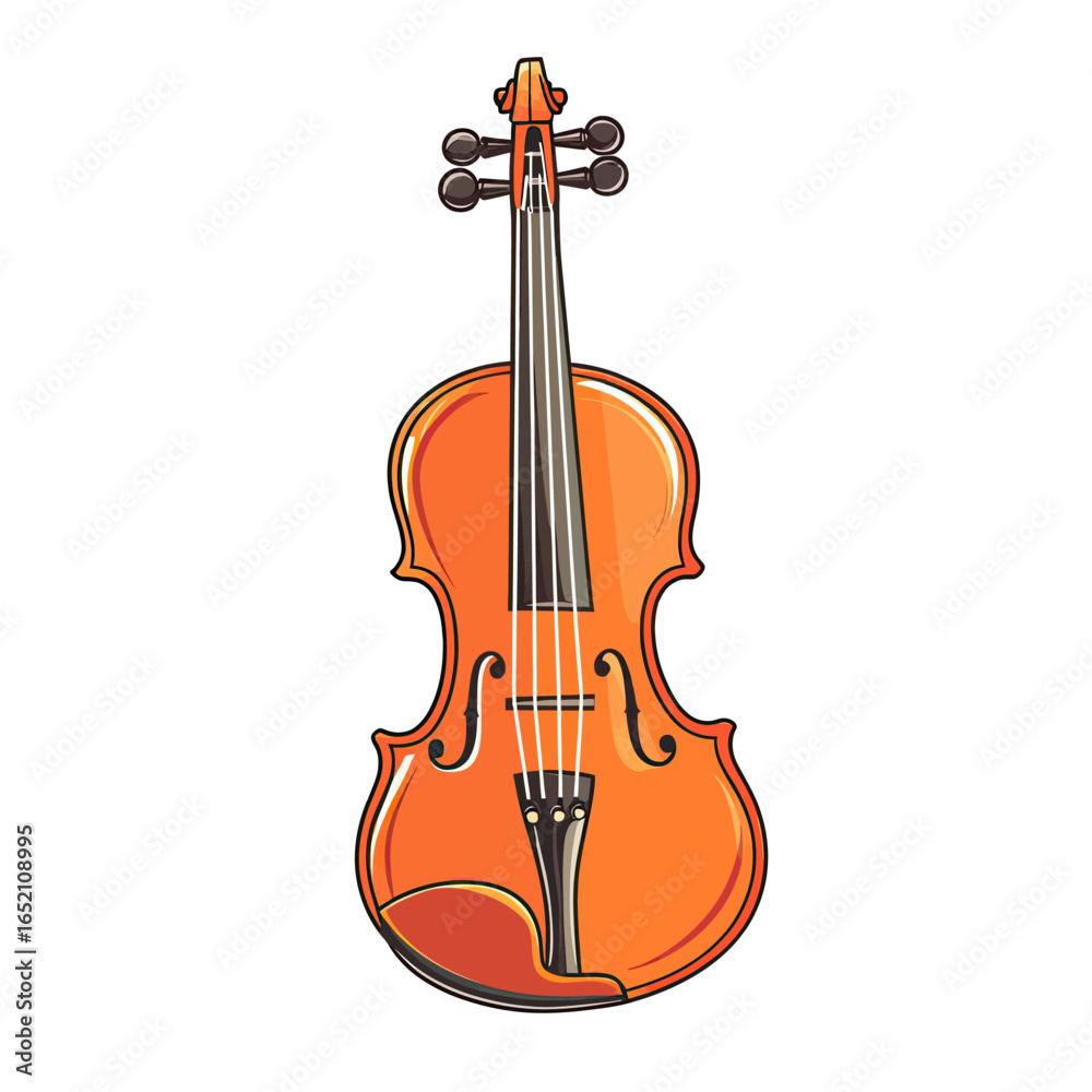 Fototapeta premium Elegant wooden violin illustration with fine details, a beautiful classical music graphic for concert posters, orchestra websites, or music lesson materials.