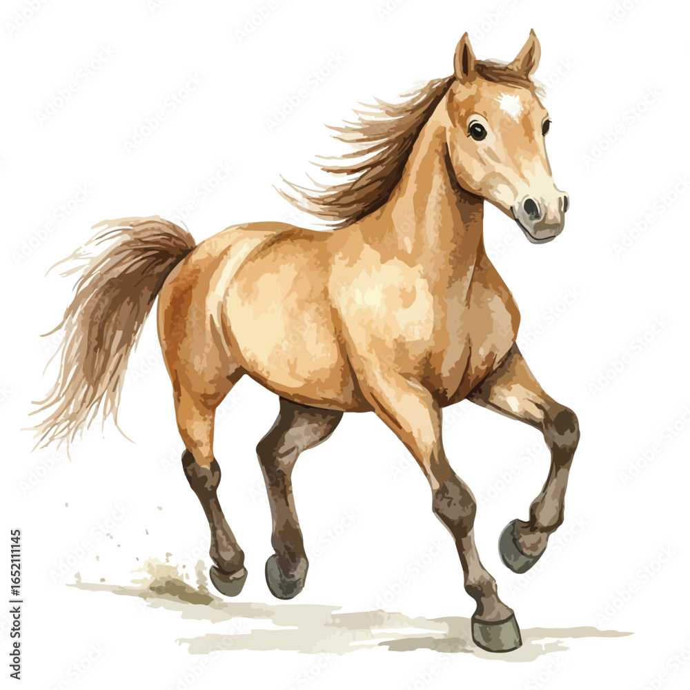 Obraz premium Watercolor Style Palomino Horse in Dynamic Gallop