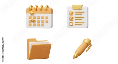 Set of light orange digital office icons