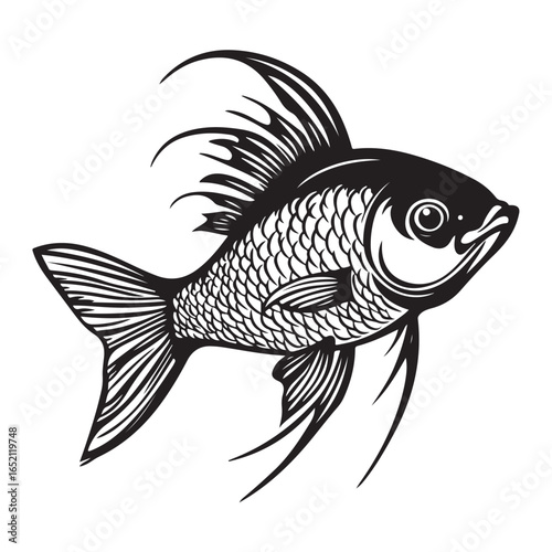 Fish silhouette vector art icon isolated on white, vector illustration 
