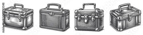 Vintage Hand-Drawn Storage Box Illustration, Organization Container Engraved Vector for Home and T-Shirt Design
