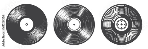 Vintage Hand-Drawn Vinyl Record Illustration, Retro Music Engraved Vector for Audio and T-Shirt Design