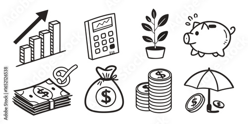 Finance icons isolated on white background